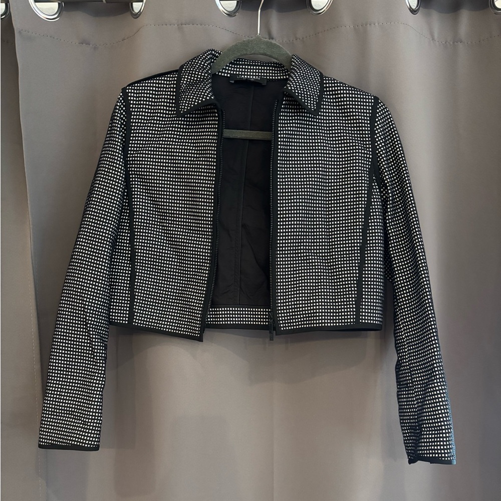 Lafayette 148 New York Black and White Cropped Blazer